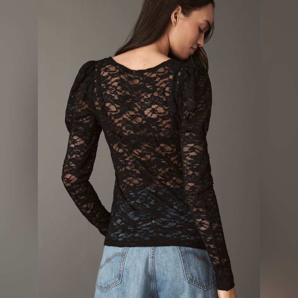 Anthropologie Black Lace Blouse - Picture 2 of 5